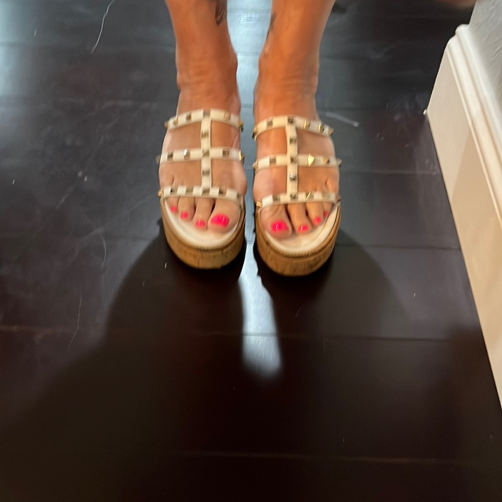 White Valentino Rock Stud Sandals